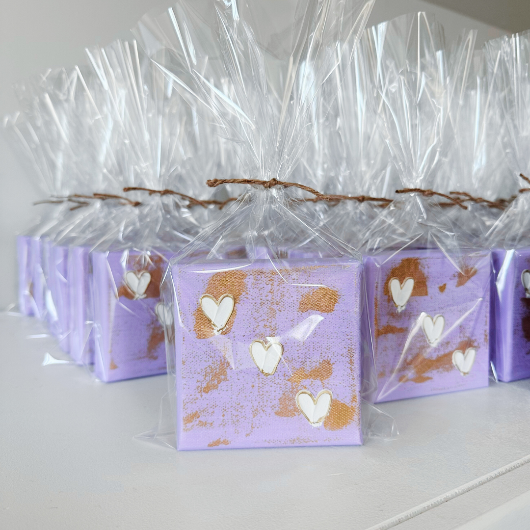 Hand-painted Textured 3 Mini Hearts | Multiple Colors