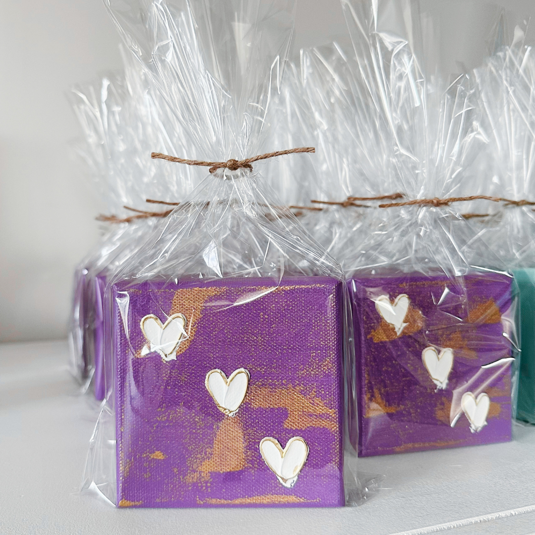 Hand-painted Textured 3 Mini Hearts | Multiple Colors