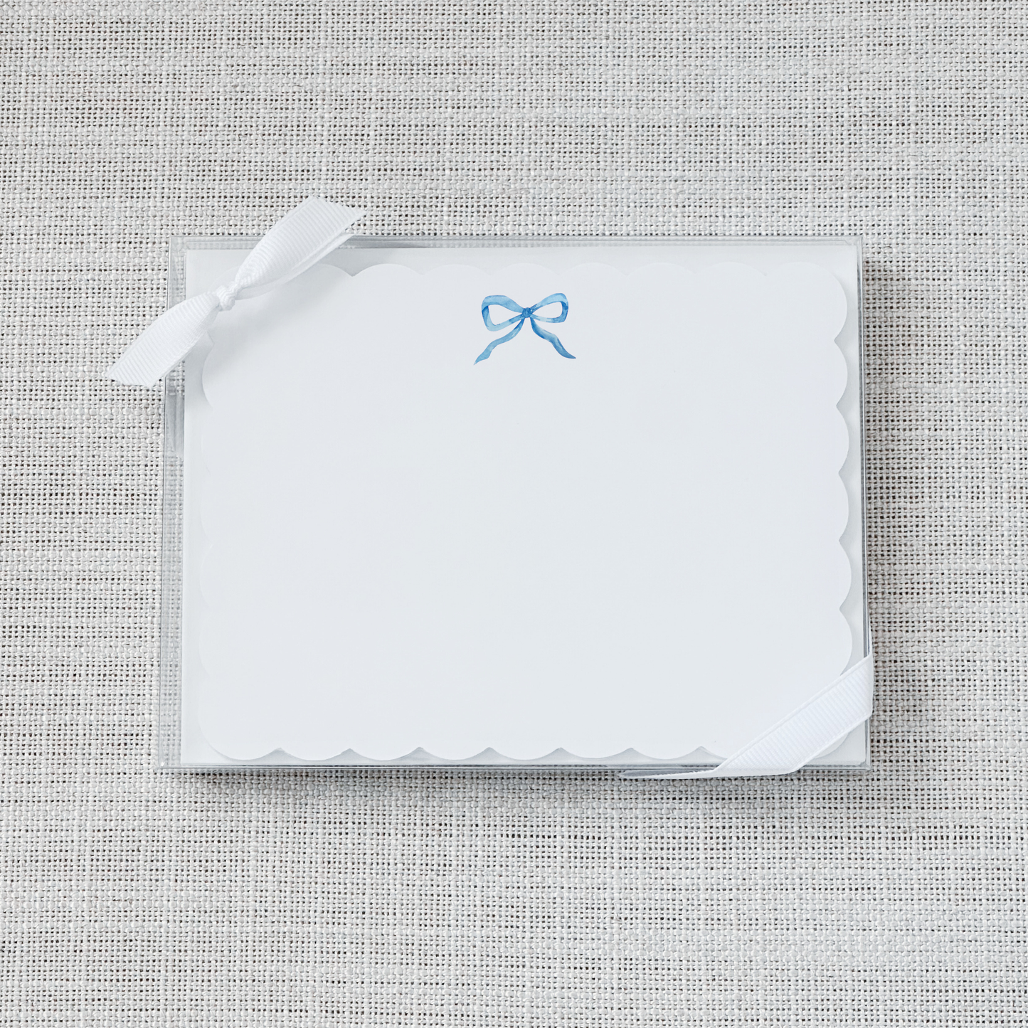 Scallop Flat Notecard Set of 15 - Blue Bow