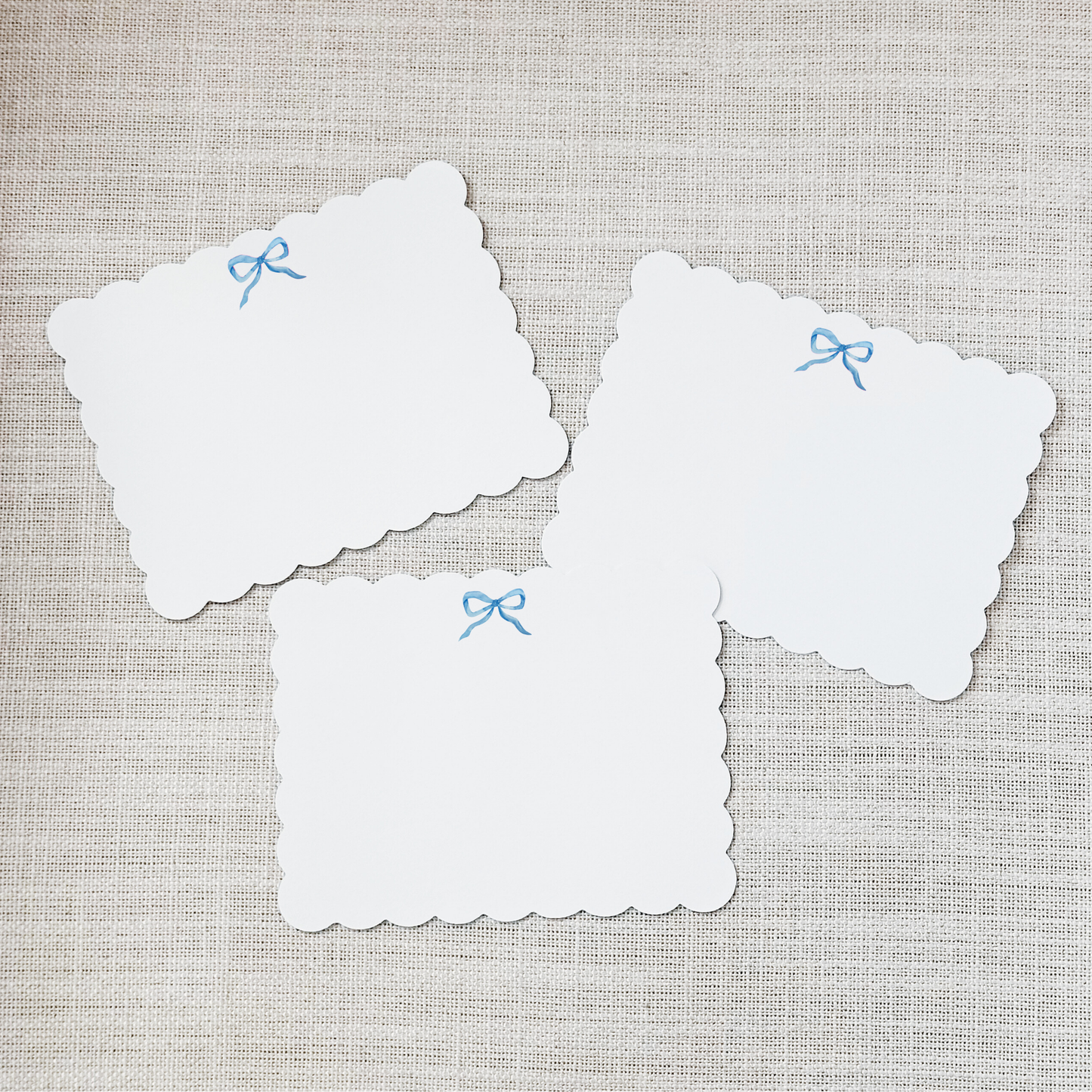 Scallop Flat Notecard Set of 15 - Blue Bow