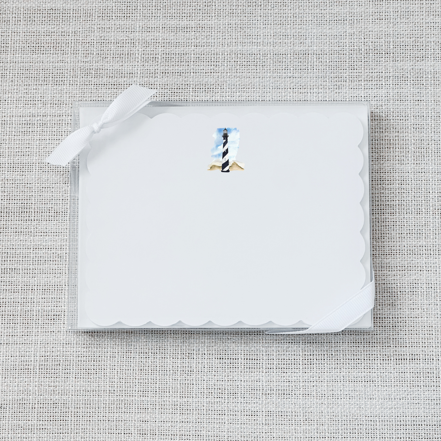 Scallop Flat Notecard Set of 15 - Lighthouse