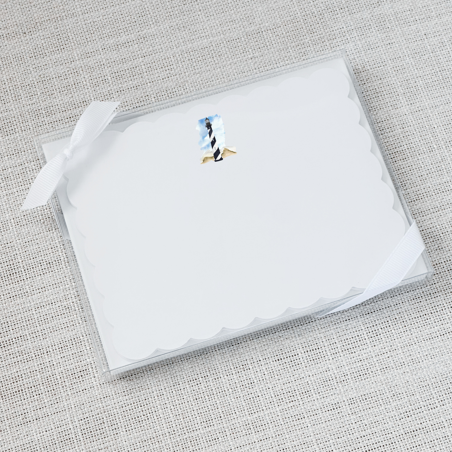 Scallop Flat Notecard Set of 15 - Lighthouse