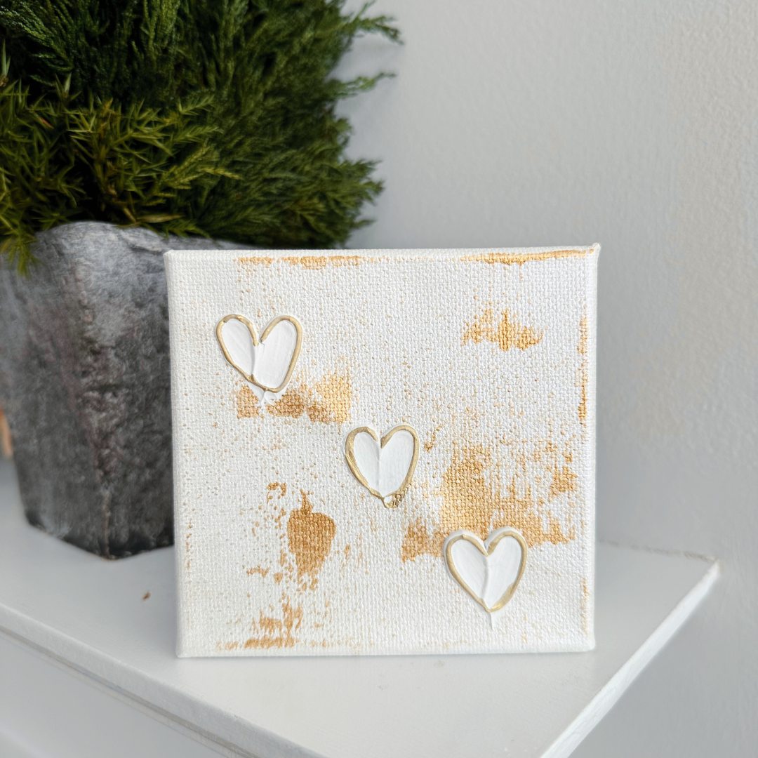 Hand-painted Textured 3 Mini Hearts | Multiple Colors