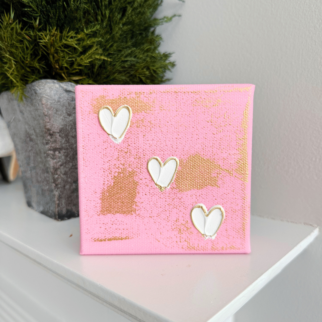 Hand-painted Textured 3 Mini Hearts | Multiple Colors