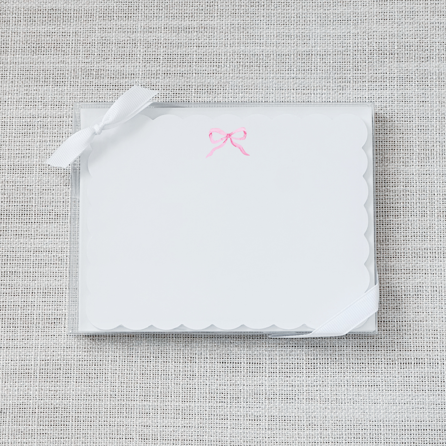 Scallop Flat Notecard Set of 15 - Pink Bow