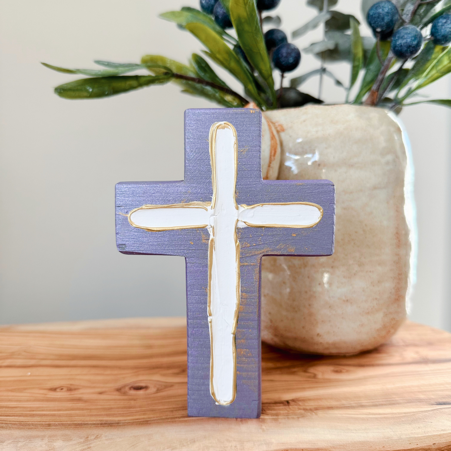 Chunky Wood Cross | Hand Painted
