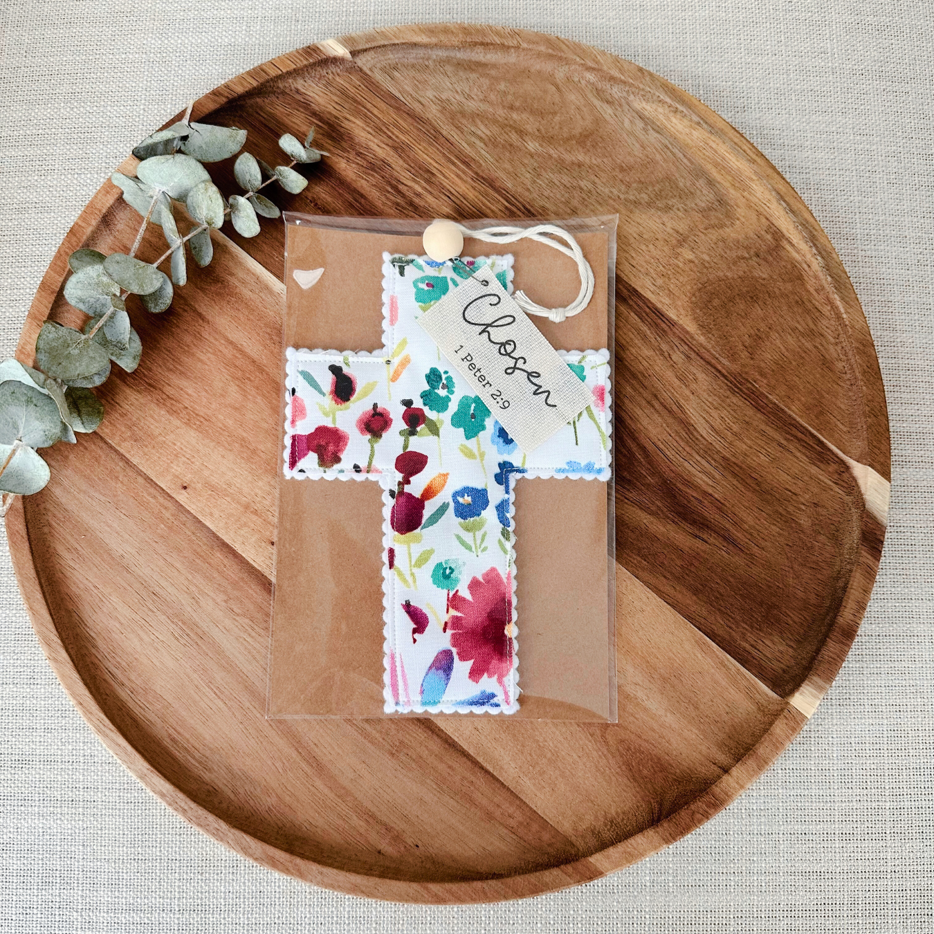 Fabric Cross - Watercolor Floral | Gift Wrapped