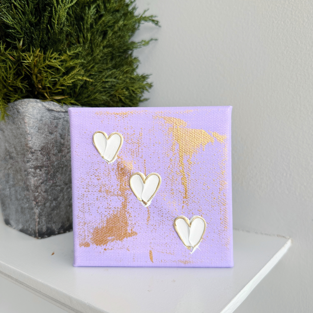 Hand-painted Textured 3 Mini Hearts | Multiple Colors