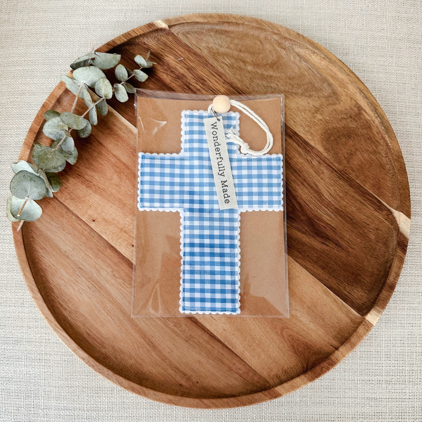 Fabric Cross - Blue Gingham | Gift Wrapped