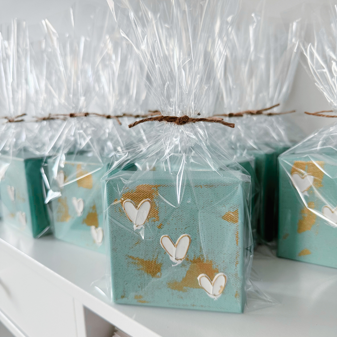 Hand-painted Textured 3 Mini Hearts | Multiple Colors