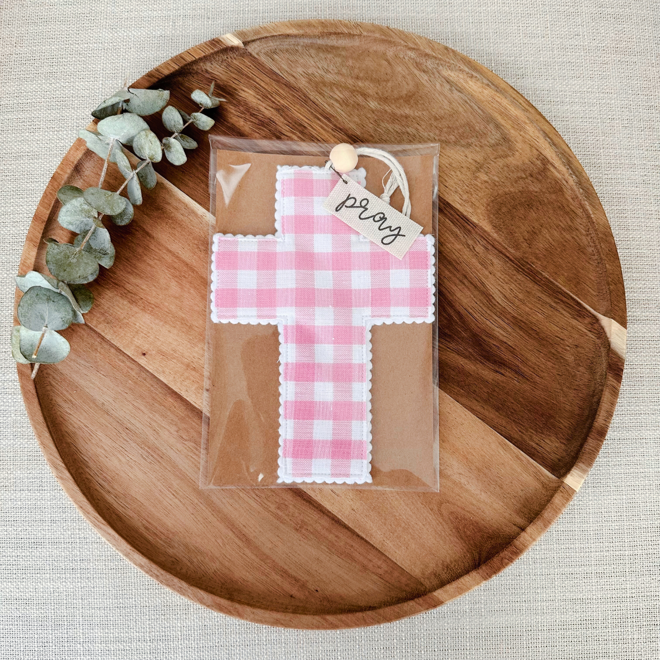 Fabric Cross - Pink Gingham | Gift Wrapped
