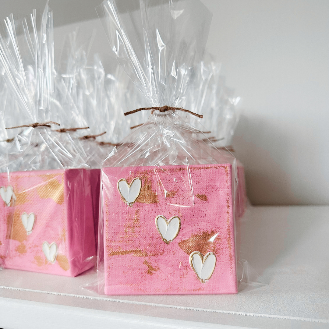 Hand-painted Textured 3 Mini Hearts | Multiple Colors