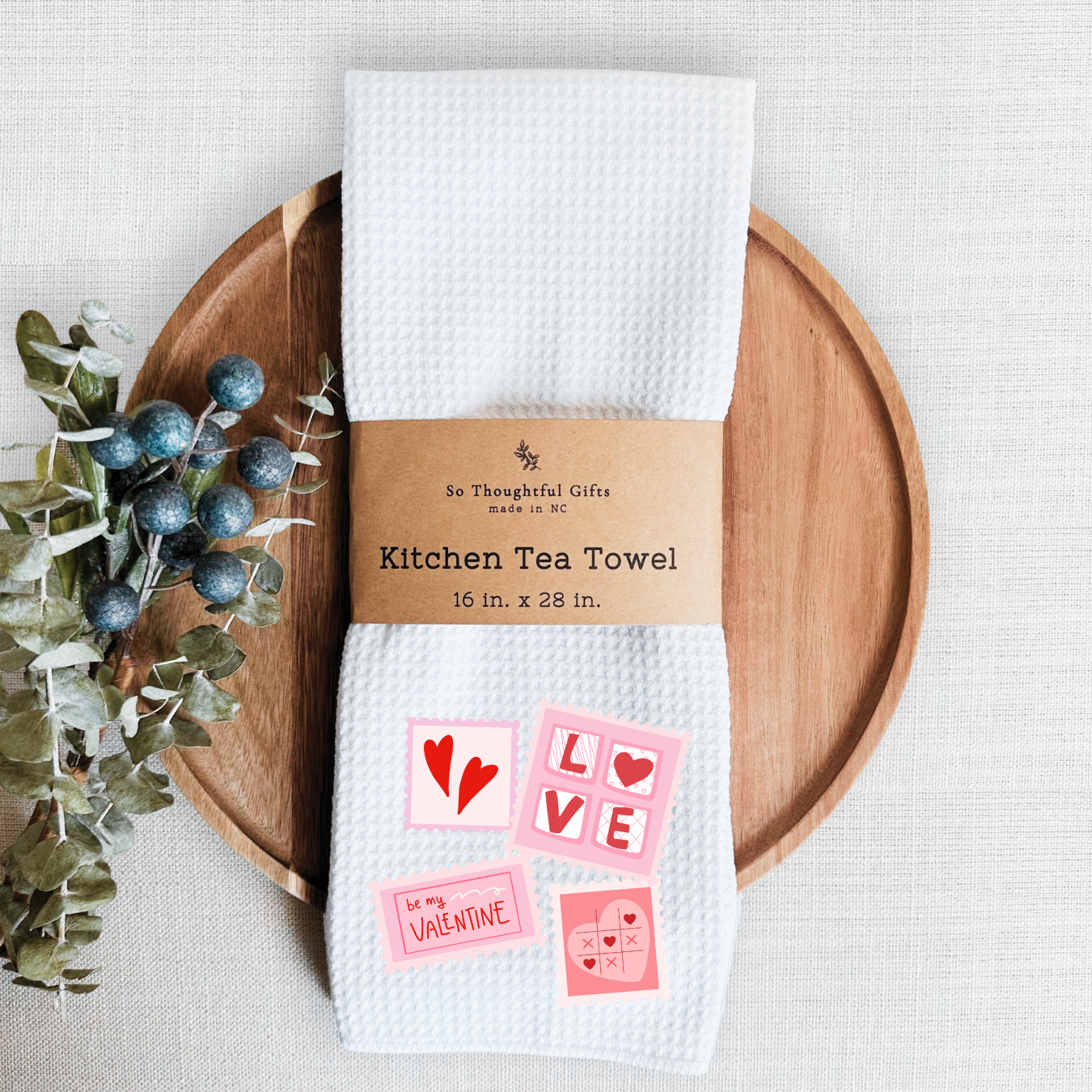 Valentine Dish Towel - Postage Stamps