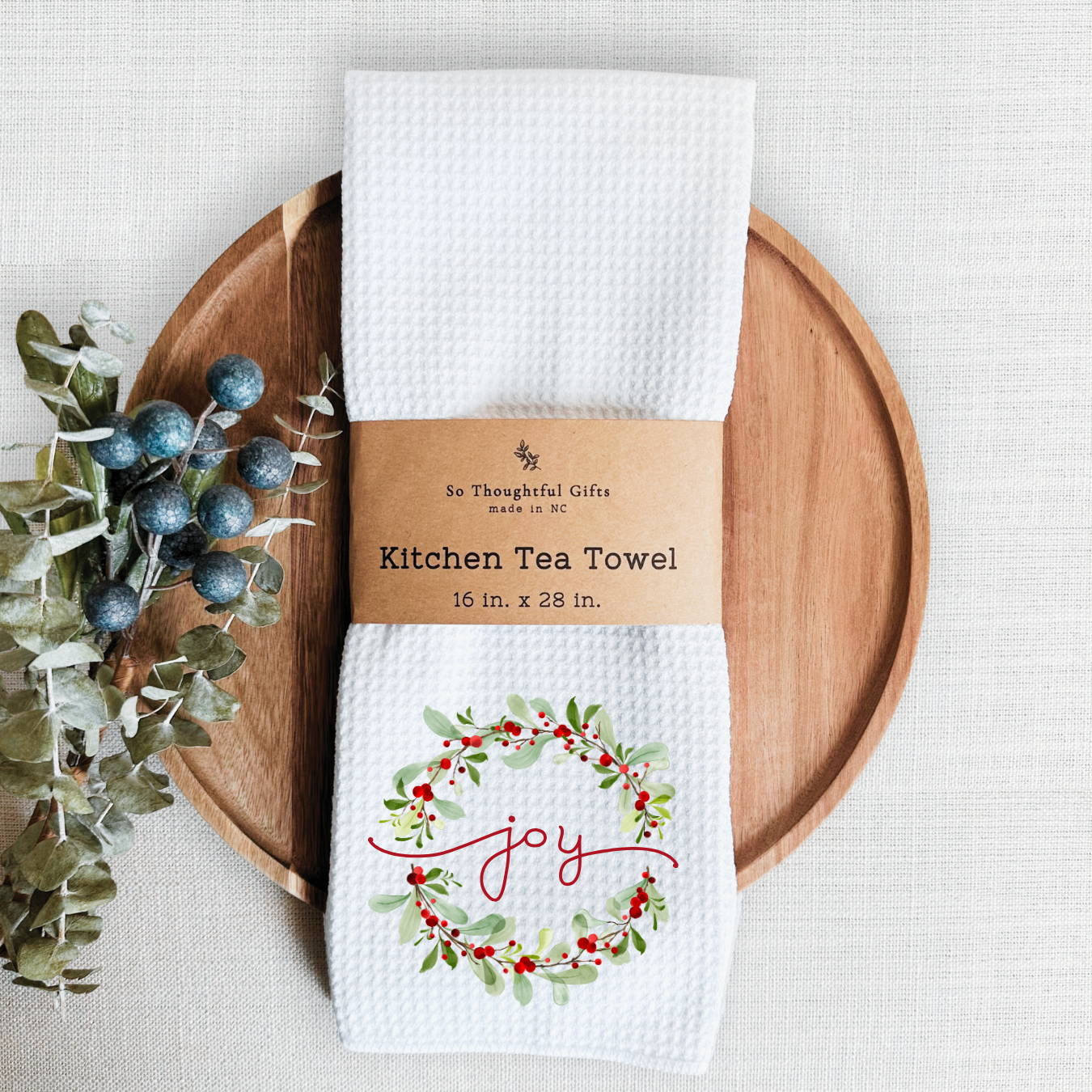 Christmas Dish Towel - Joy Wreath