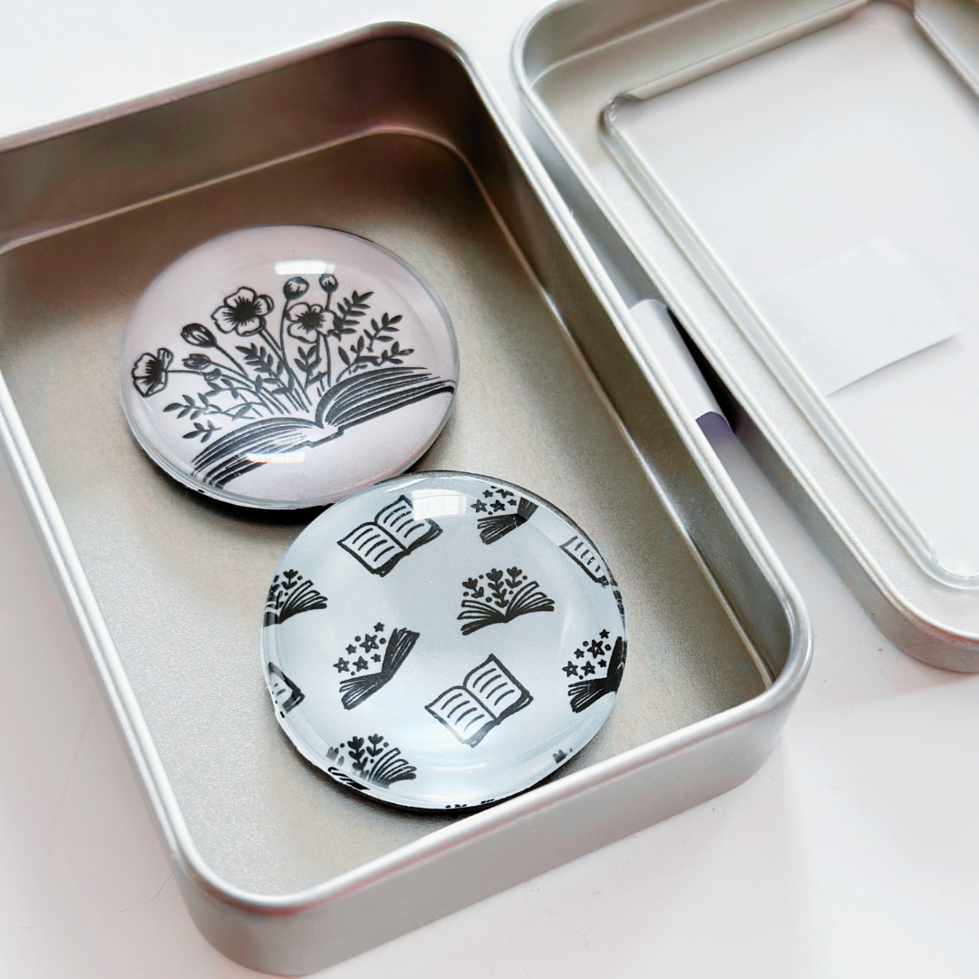 Glass Magnet Tin Set of 2 - Just One Chapter