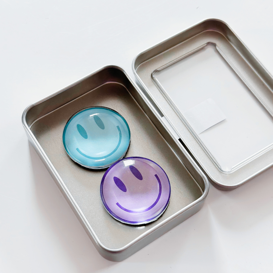 Glass Magnet Tin Set of 2 - Smile