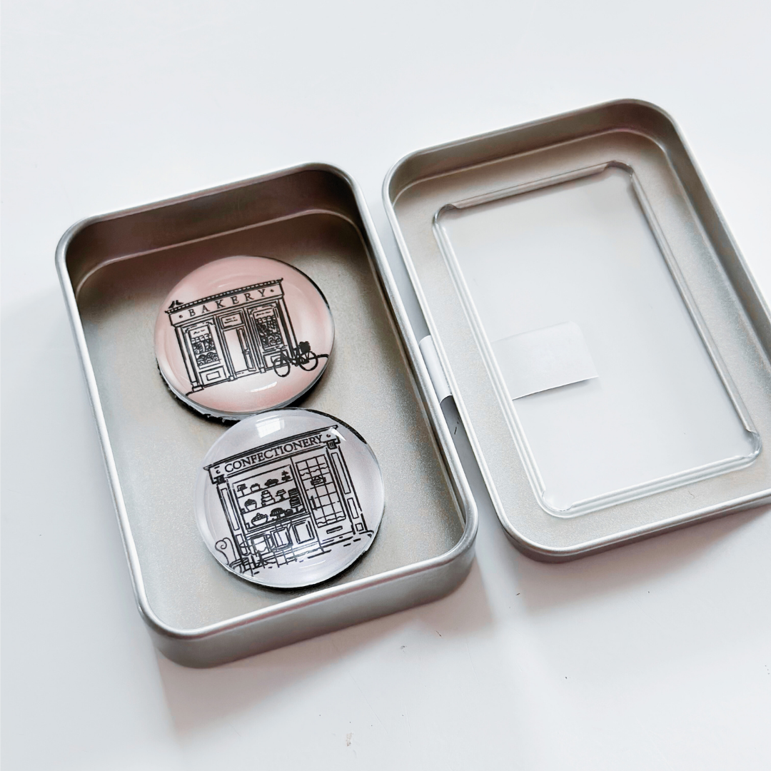 Glass Magnet Tin Set of 2 - Sweet Shop