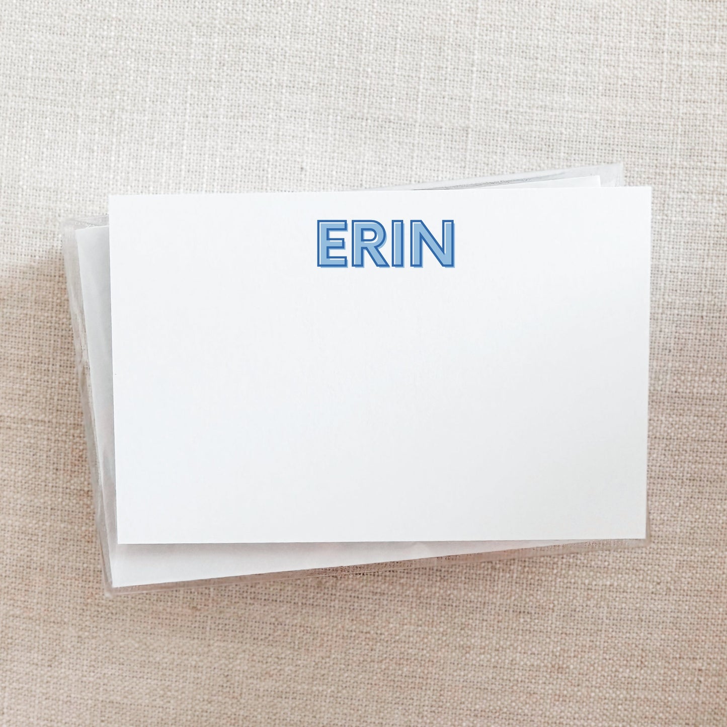 Custom Shadow Text Note Card Set - Light Blue