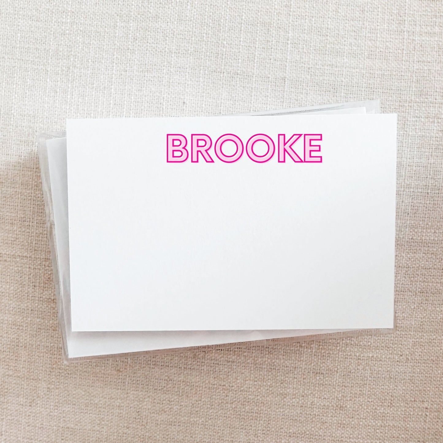 Custom Shadow Text Note Card Set - Pink