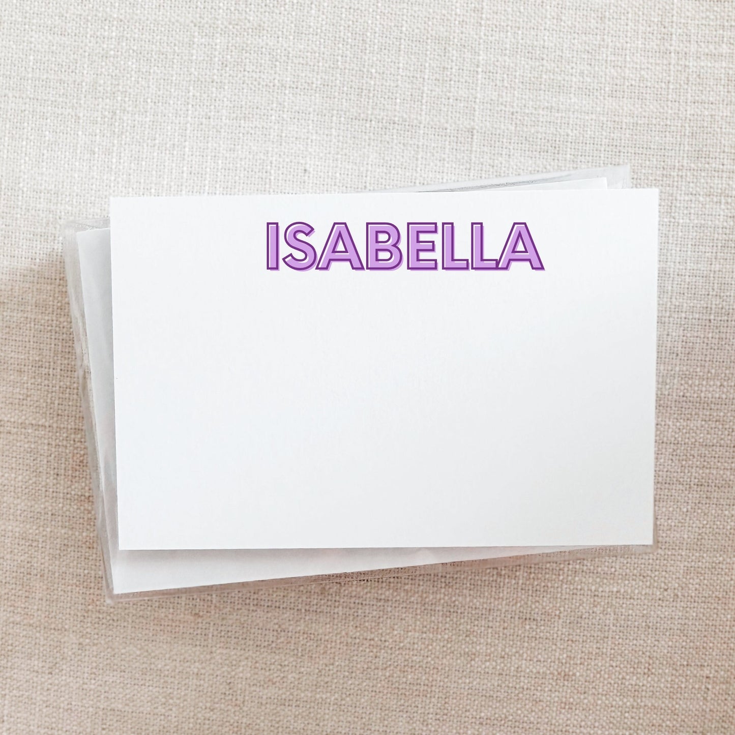 Custom Shadow Text Note Card Set - Purple