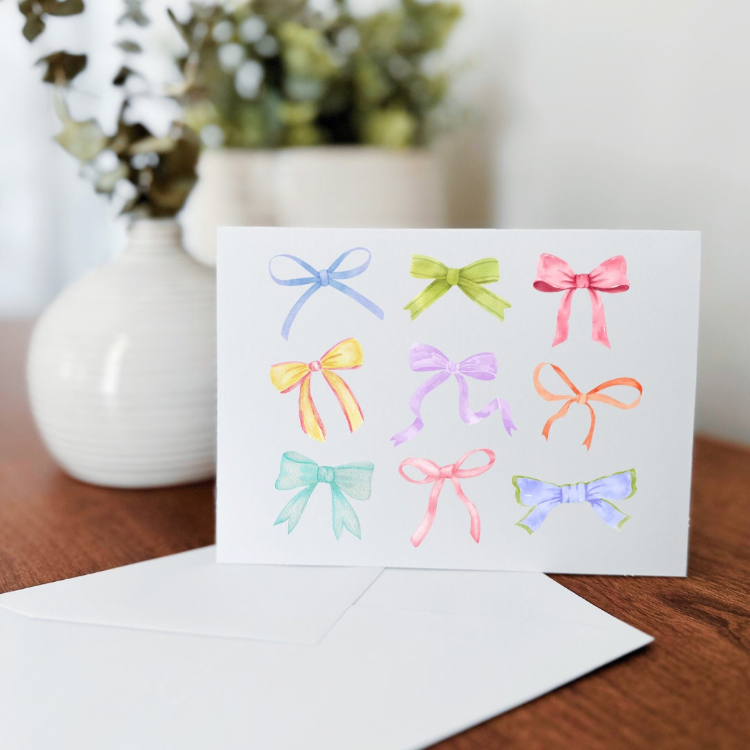 Notecard Set of 10 - Watercolor Bows