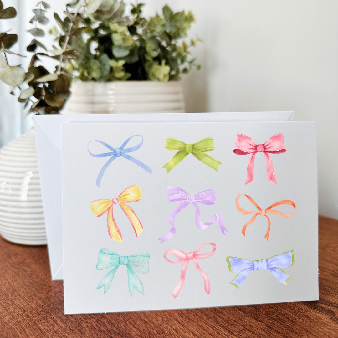Notecard Set of 10 - Watercolor Bows