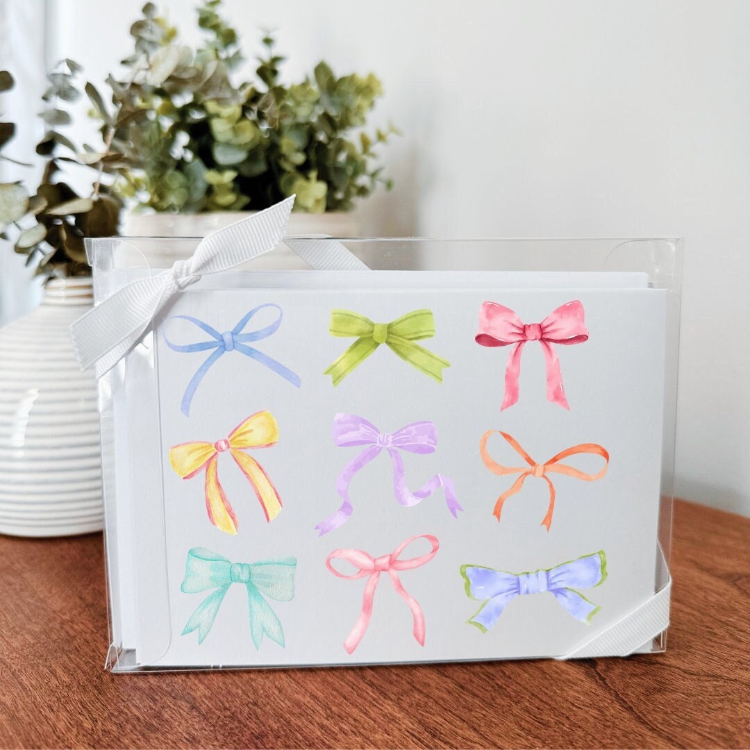 Notecard Set of 10 - Watercolor Bows