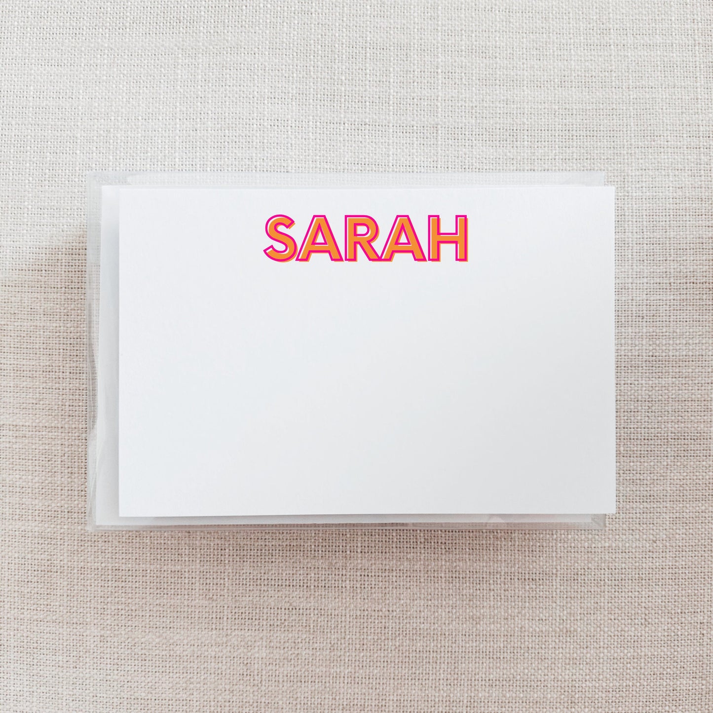 Custom Shadow Text Note Card Set - Pink & Orange