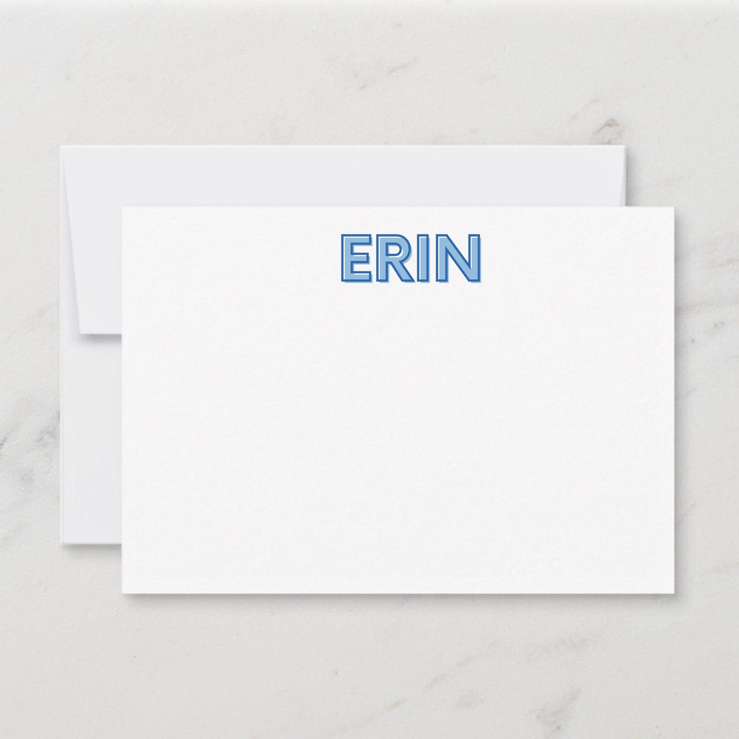Custom Shadow Text Note Card Set - Light Blue