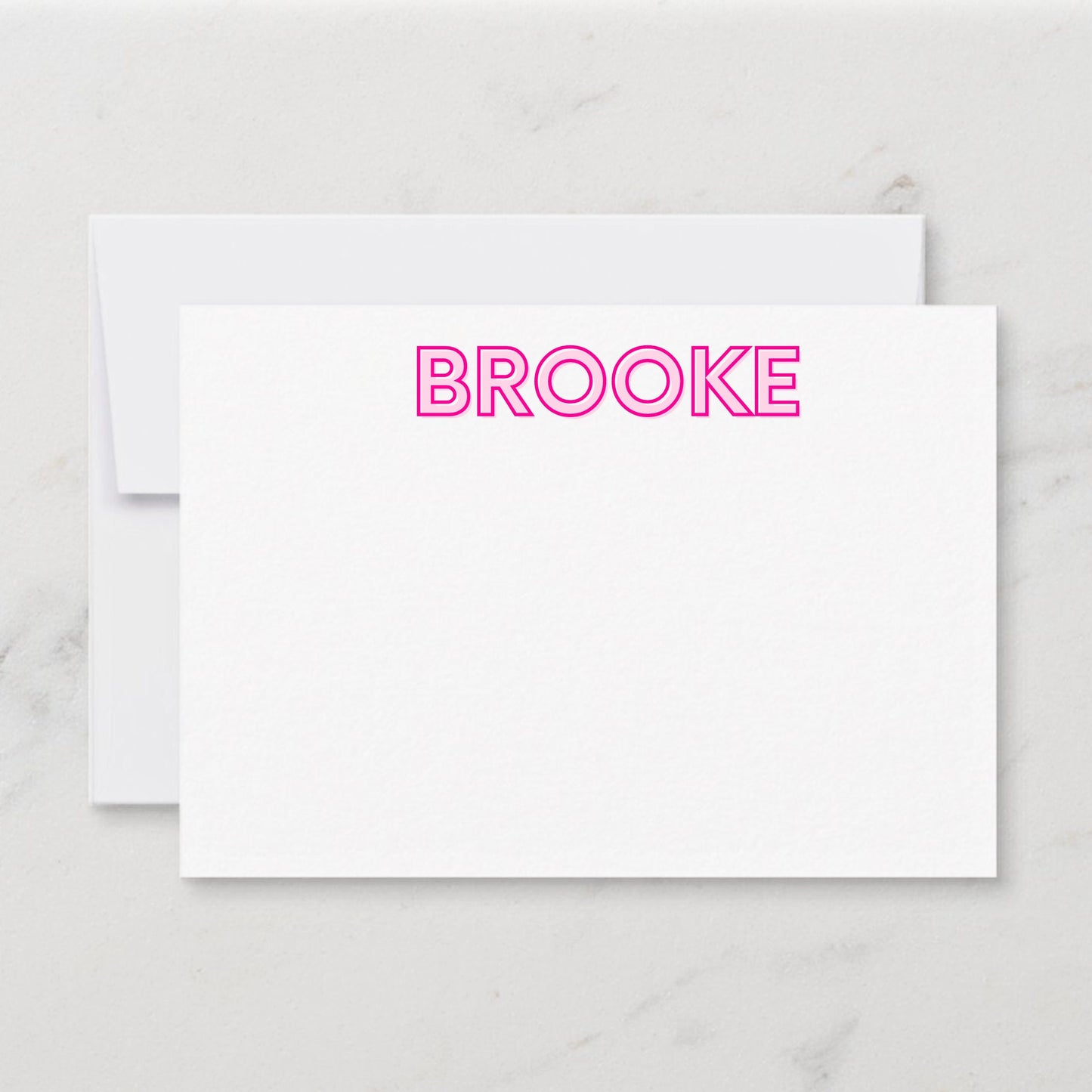 Custom Shadow Text Note Card Set - Pink