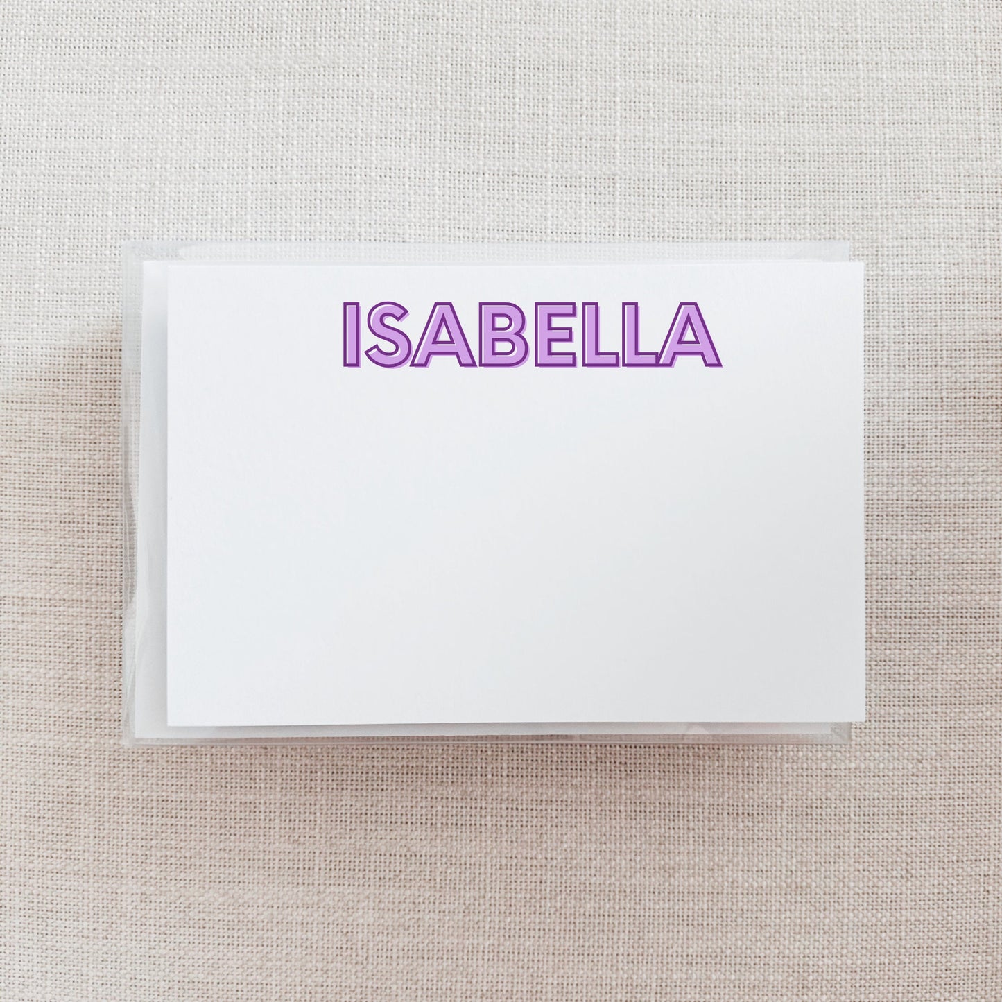 Custom Shadow Text Note Card Set - Purple