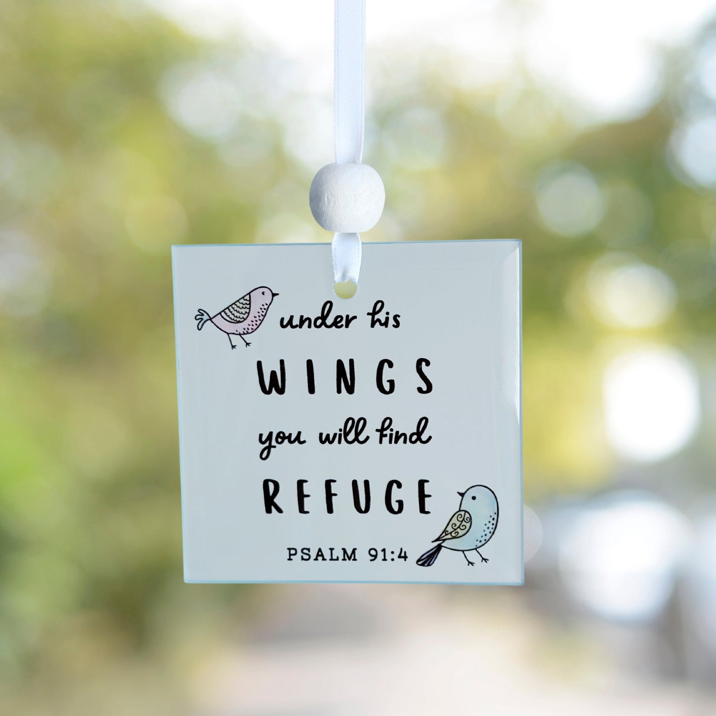 Scripture Window Charm - Psalm 91:4