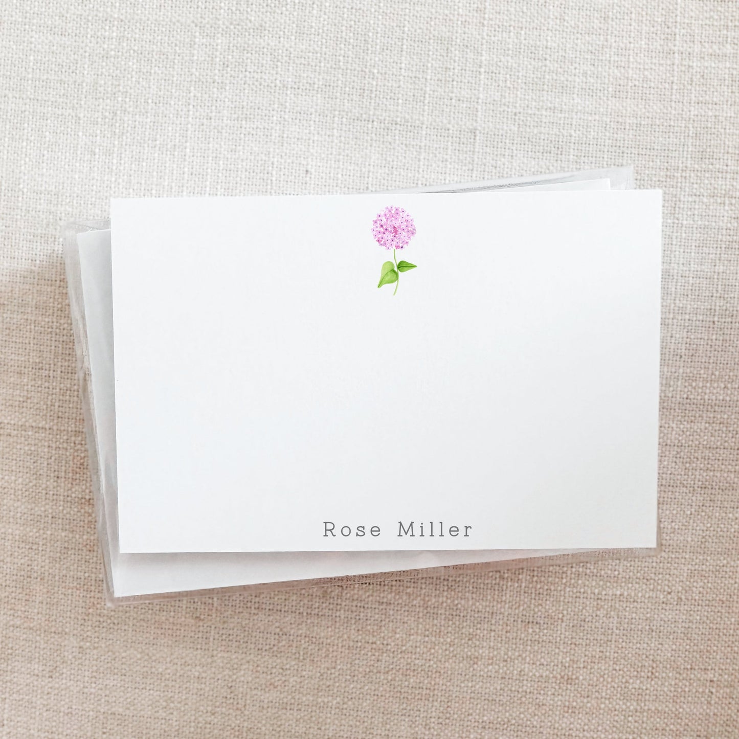 Custom Hydrangea Stationery Set - Pink and Purple