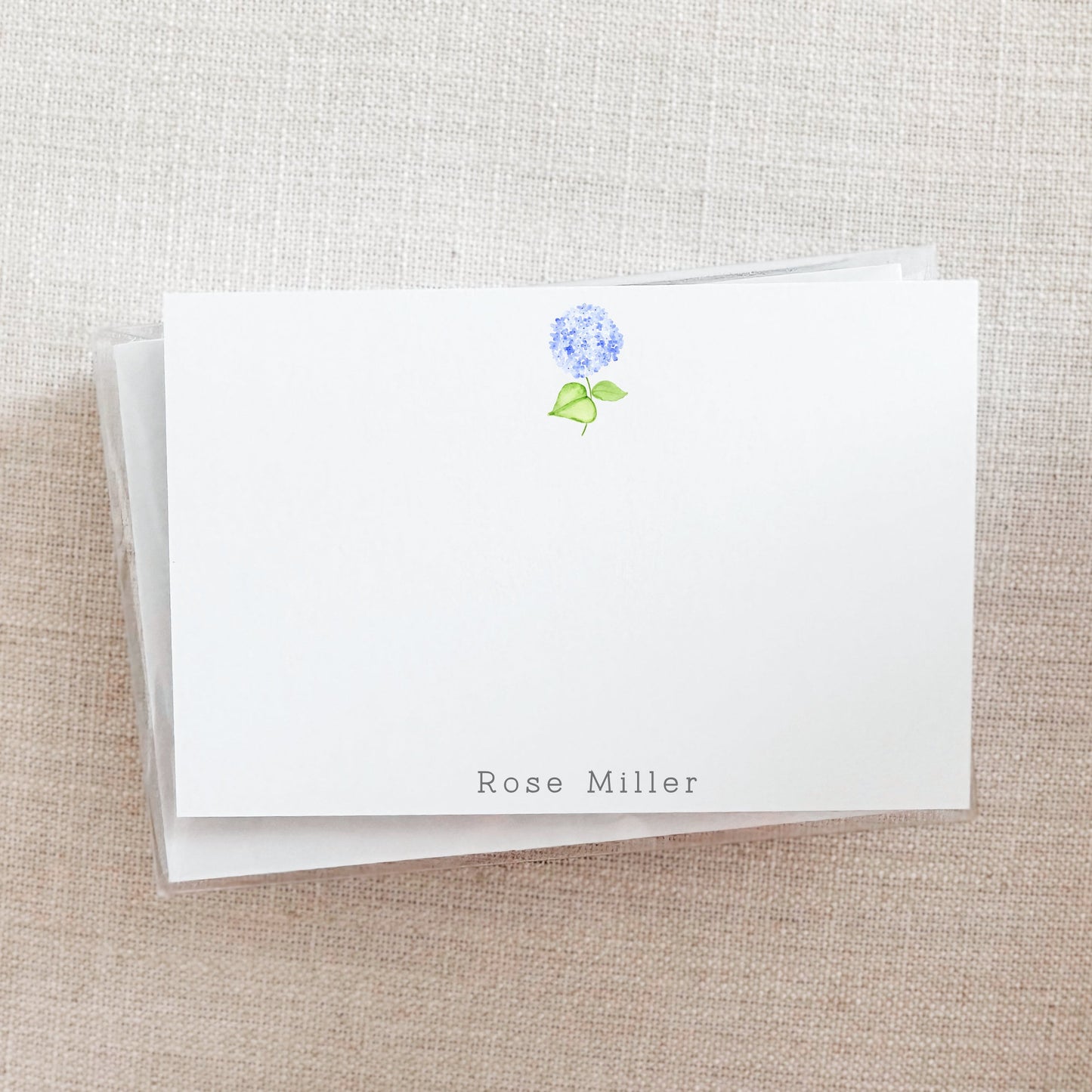 Custom Hydrangea Stationery Set - Blue