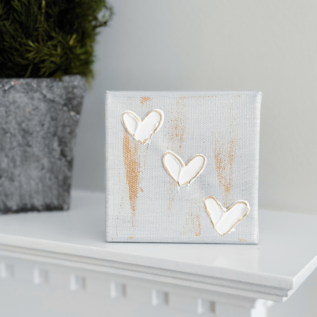 Hand-painted Textured 3 Mini Hearts | Multiple Colors