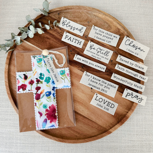 Fabric Cross - Watercolor Floral | Gift Wrapped