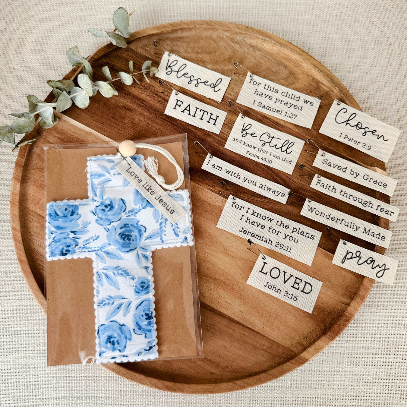 Fabric Cross -Blue Floral | Gift Wrapped