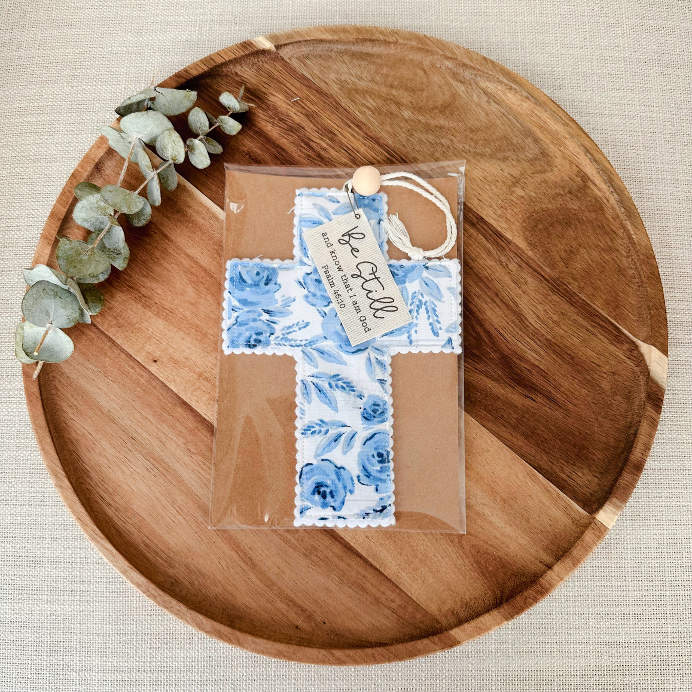 Fabric Cross -Blue Floral | Gift Wrapped