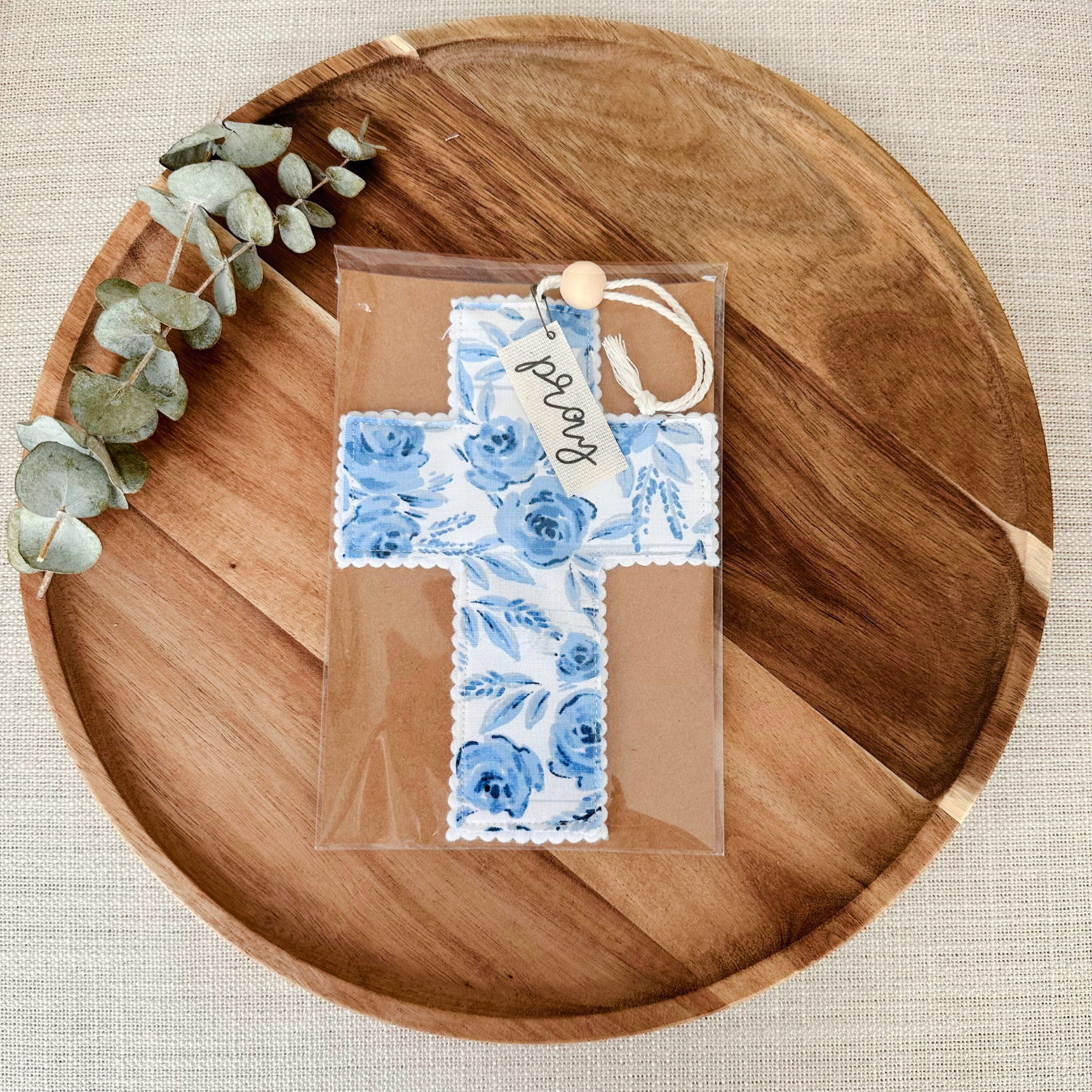 Fabric Cross -Blue Floral | Gift Wrapped