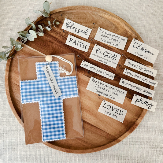 Fabric Cross - Blue Gingham | Gift Wrapped