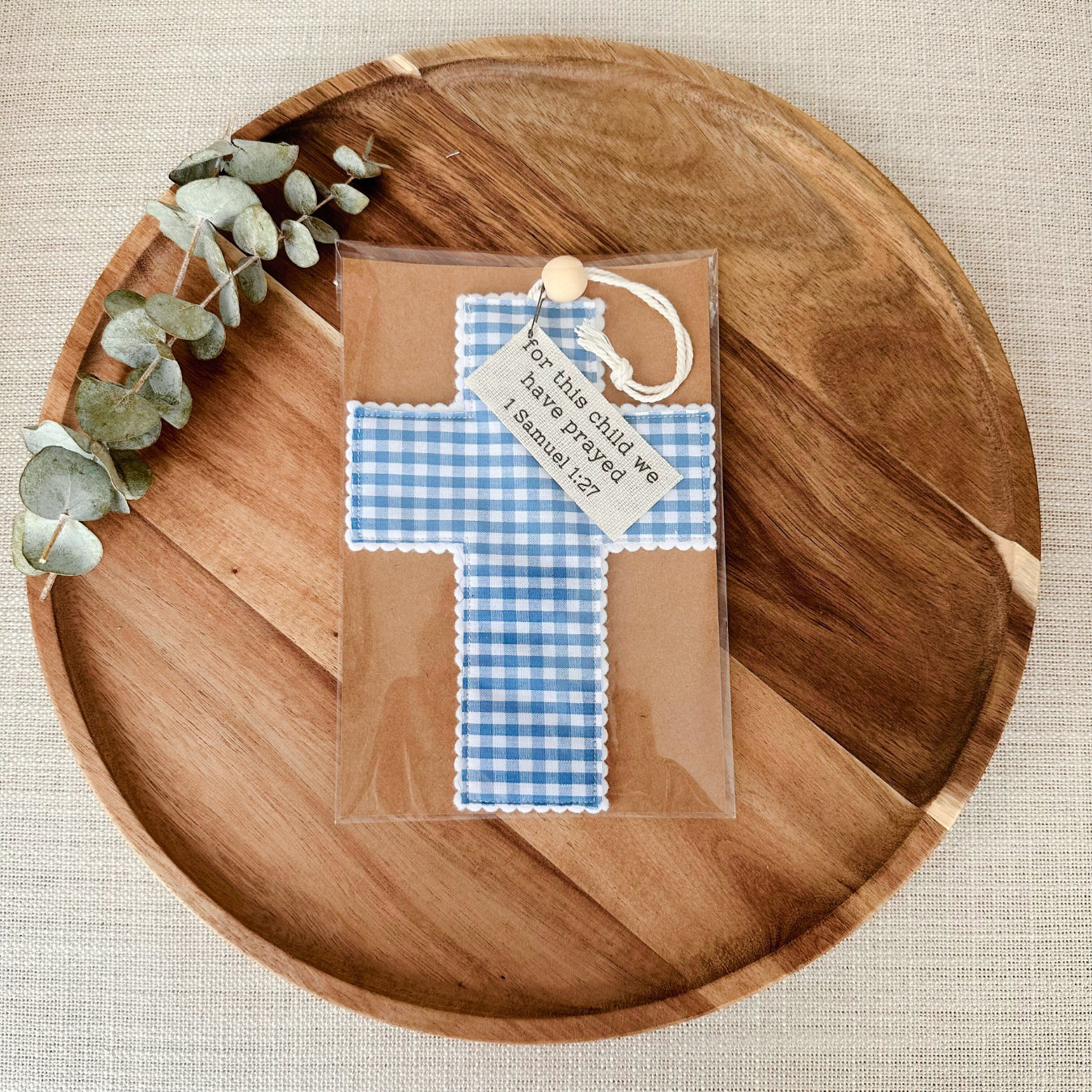 Fabric Cross - Blue Gingham | Gift Wrapped