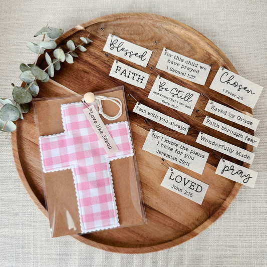 Fabric Cross - Pink Gingham | Gift Wrapped