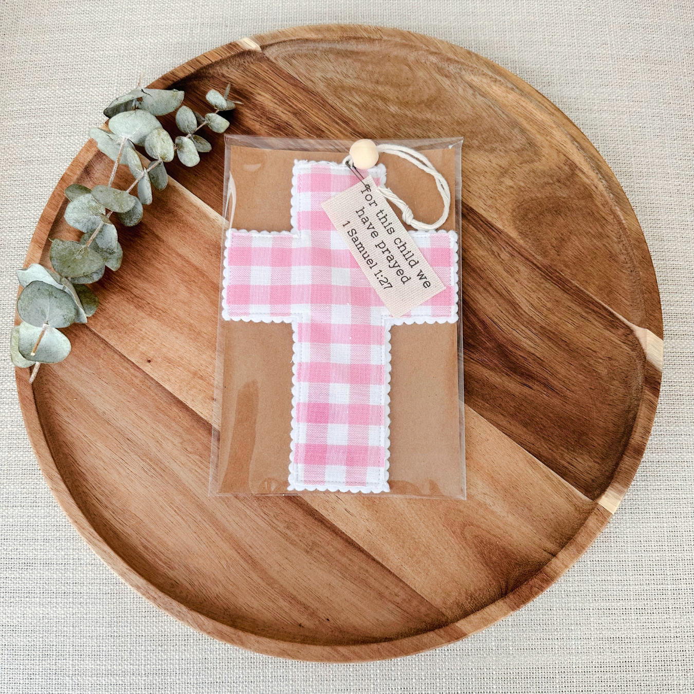 Fabric Cross - Pink Gingham | Gift Wrapped