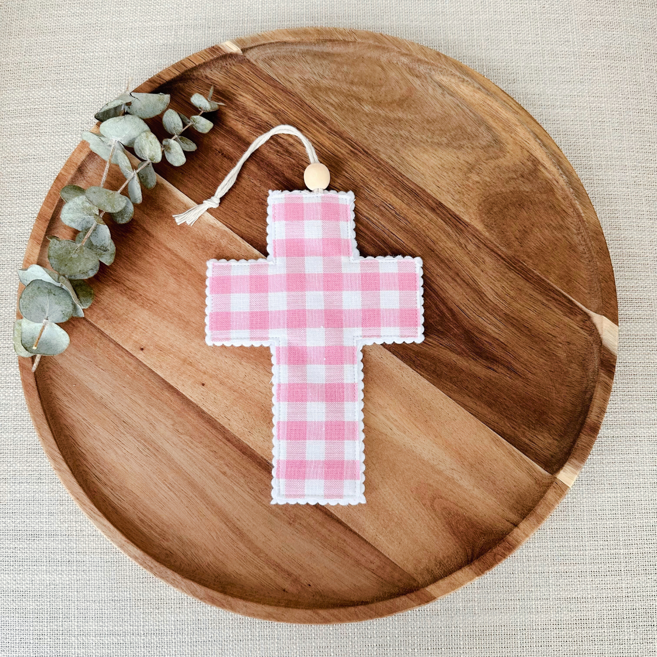Fabric Cross - Pink Gingham | Gift Wrapped