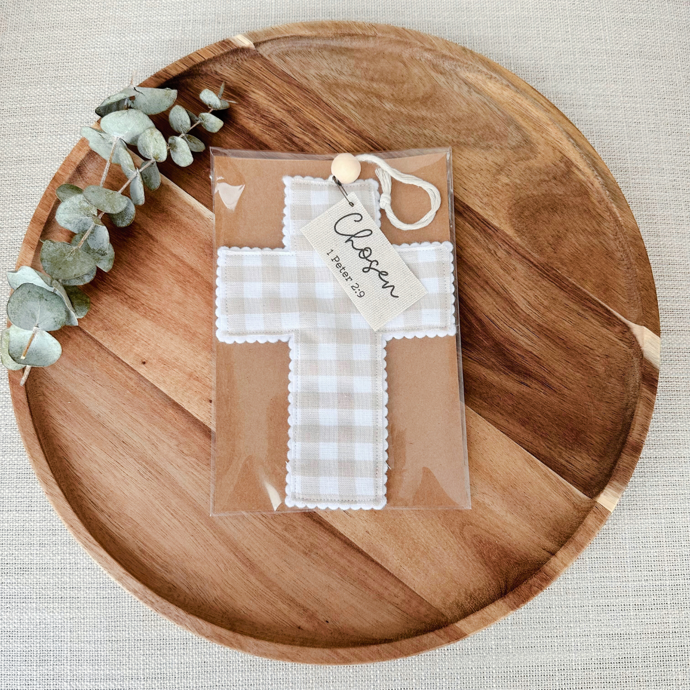 Fabric Cross - Neutral Gingham | Gift Wrapped