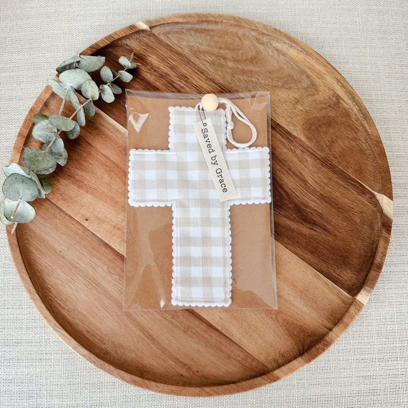 Fabric Cross - Neutral Gingham | Gift Wrapped