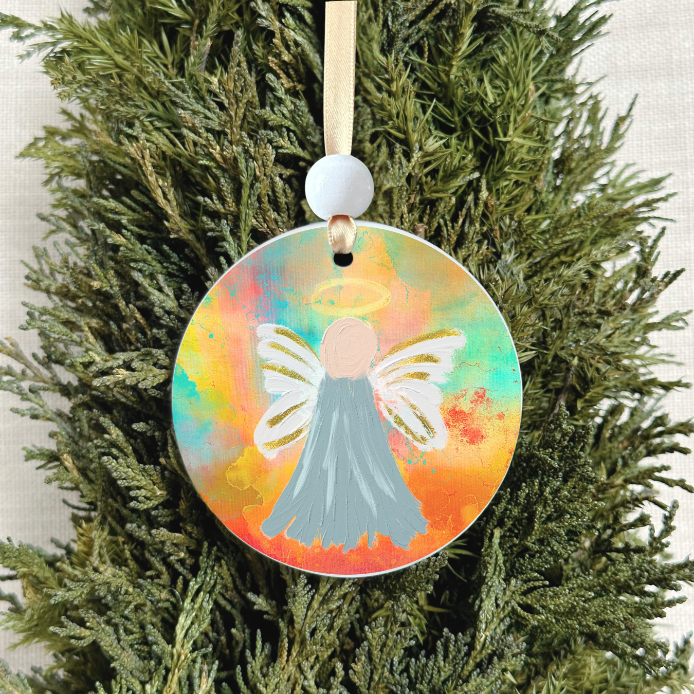 Christmas Ornament - Painted Angel Gray
