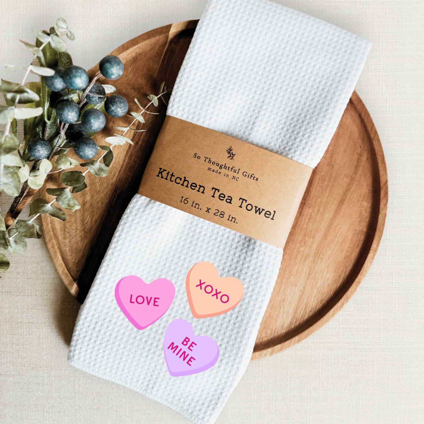 Valentine Dish Towel - Candy Hearts