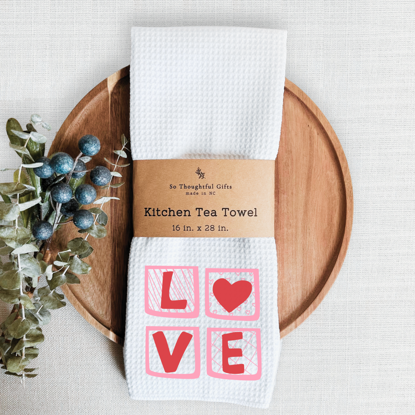Valentine Dish Towel - L O V E