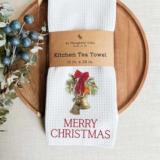 Christmas Dish Towel - Merry Christmas Bells